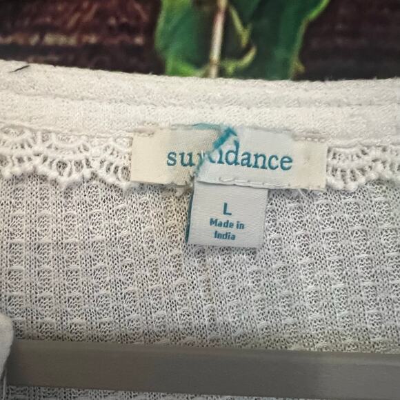 Sundance Waffle Knit Embroidered Long Sleeve Shirt Large Floral Top Blouse Flowy - Picture 3 of 6